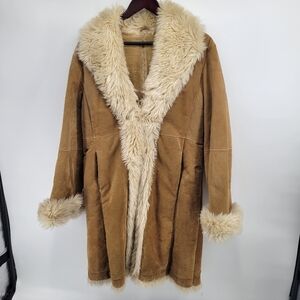 Wilson Leather Penny Lane Women's Tan Faux Fur Trim Coat
